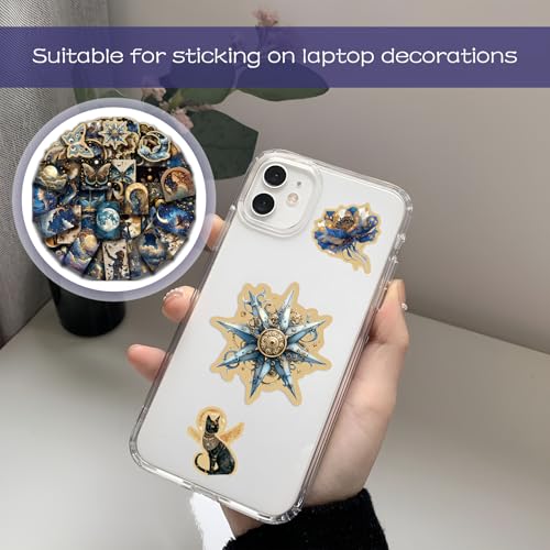 Cosmic Swirl Series Sticker Set, 50 stuks Sterren Sky Fantasy Scrapbook Stickers Sterren Maan Waterdichte Stickers Esthetiek voor Journal, Laptop, Fiets, Motorfiets, Helm, Skateboard 5