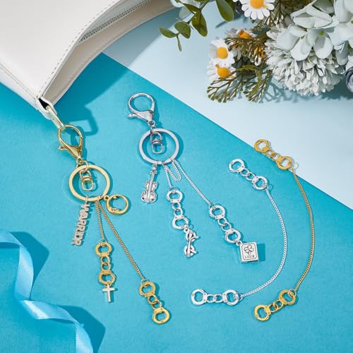 20st IJzeren Kettingen voor Hangende Jassen, 168mm Metal Kleding Loops, Hanger Ketting met Legering Kleding Hanger Ringen voor Decoratieve Kleding Accessoires, Platinum en Goud 4