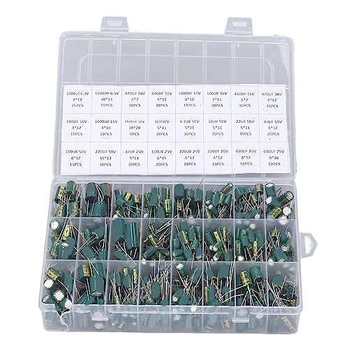 460 Piece Electrolytic Capacitor Set 6.3V - 50V Green Inline Aluminium Electrolytic Capacitor Assortiment Set
