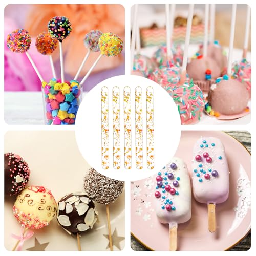20Stuks Acryl Cake Sicle Sticks, Gold Glitter Popice Sticks, Herbruikbare Glitter Popice Mirror Ice Cream Stick voor DIY Candy Dessert Gifts Party Crafts Kunstprojecten (4.1 Inch) 4
