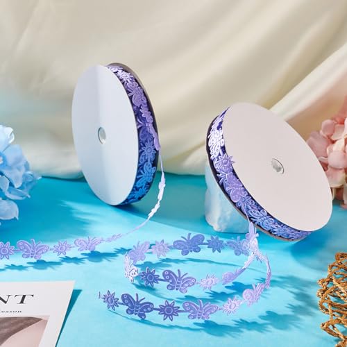 Kant trim Vlinder Ribbon Floral Ribbon paars geborduurd Appliques Kant trimmen voor naaien ambachten haak breien bruiloft decoratie 40m 4