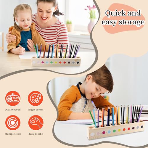 Houten Pen Houder Bamboe Pen Houder Organisator Bureau Organisator Pennen Bamboo Pen Box voor Gekleurd Potlood, Bureau Pen Organisator voor Kinderen 3