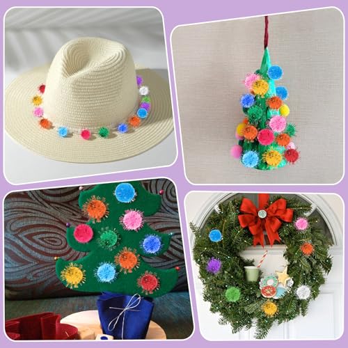 200 st 0,6 inch pompoms, glitter kleine pompoms ballen, veelkleurige pluizige bladerdeeg balletjes, kleine pluizige pompoms pompons voor kunstnijverheid het maken van decoraties