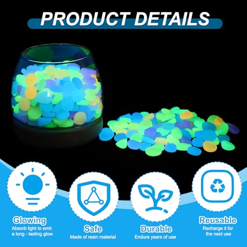 Lichtgevende stenen, 100 st. Lichtgevende stenen voor binnen Tuin Yard Aquarium Decoraties Cadeaus voor vrienden, Licht Paars 3