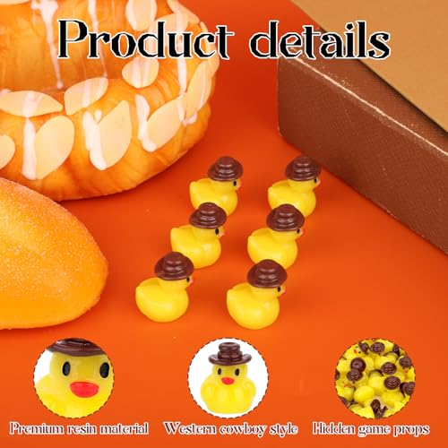 50 st. Mini Resin Cowboy Eenden, Miniatuur Western Resin Eend Klein Figurine met Cowboy Hat DIY Tuin Landschap Poppenhuis voor Western Party 4