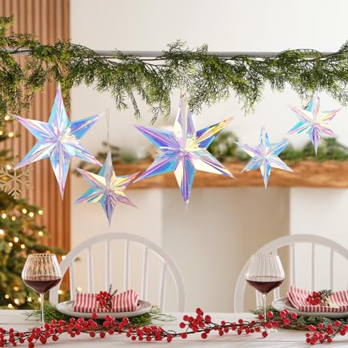 5Stuks iriserende hangen ornamenten novelty decoraties foil ster plafond decoratief voor Festival verjaardag zeemeermin oceaan kerst nieuwjaar feest 3