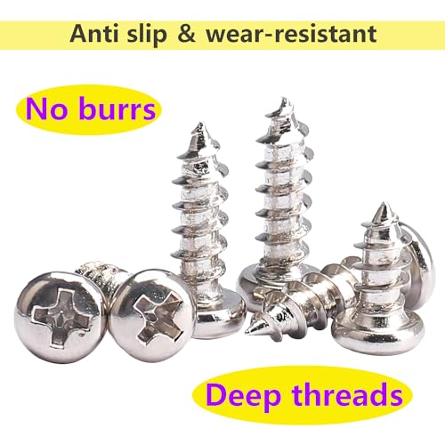 Verpakking van 100 koolstofstaal zelftappende schroeven M4 x 20mm lenskopschroeven, zelfboren Ronde kopschroeven, Phillips hoofdschroeven 4