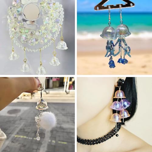30 st Roze bloem kralen Caps Wind Bell Kralen Acryl kralen kegels Bloemen End Caps Jellyfish kralen voor Wind Chimes Dangle oorbellen Ketting maken 5