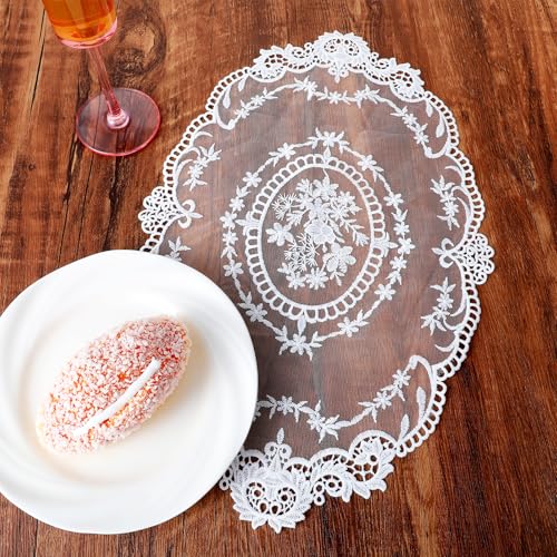 Set van 2 Retro Franse Kant Placemats, Exquise Bloemen Borduren Placemats Haak Doilies, Doilies Coasters Vase Mat voor Home Decor(45x28cm)