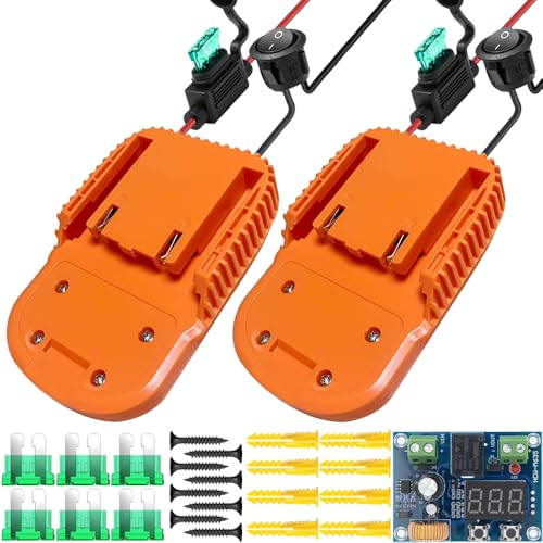 Wieladapter voor Ridgid 18V AEG Hyper Li-ion Battery Kit, Power Connection 14AWG Robotics met Fuse, Low Voltage Protection Module (Pack of 2)