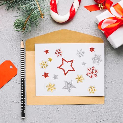 240 st Glitter Snowflake Sticker Zelfklevende ster Sticker Kerst Transparant Ideale labels voor kaarten maken Scrapbook Holiday Envelope Seal 4