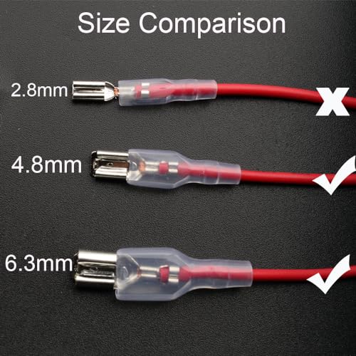 Set van 20 kabelslangen, 4.8 mm en 6.3 mm, platte stekkers, clipconnectoren, assortiment, geïsoleerde platte stekkers, kabelconnectoren met isolatiehuls en draad 4