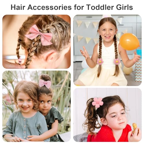 10 stuks roze haar Bowknot leuke elastische haarband met Bow Flower haarband Ponytail houder Ribbon vlinder boog accessoires voor vrouwen meisjes peuters