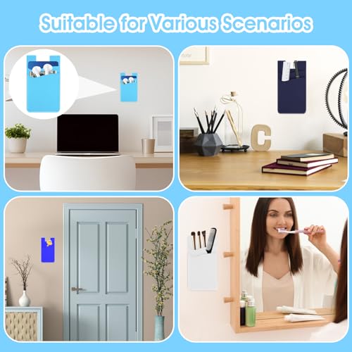 5 Pack kaarthouder voor telefoon geval, Silicone telefoon portemonnee Stick Aan, Sticky Mobile Telefoonportemonnee Lijm Credit Card Case Heavy Duty Double Pocket Sticker voor alle smartphones 3