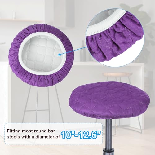Ronde stoelhoesjes, 4 stuks, Elastische Bar Krukdeksels, Wasbare Kussenhoes, Stretch Bar Stoelhoes voor 25-33cm Stoel Stoel Cover paars 3