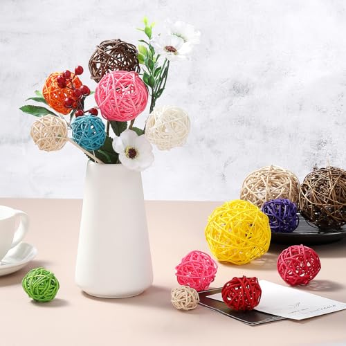 Wicker Rattan Ballen, 6 stuks Decoratieve Ballen voor Centerpiece Bowls Trouwfeest Home Decoratie DIY Craft, Paars 4