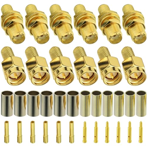 SMA Connector krimpen Kit SMA Man Bulkhead Crimp Connector met SMA Bus Bulkhead Crimp Connector voor RG58 RG303 RG141 RG142 RG400 (Pack van 12 PCS)