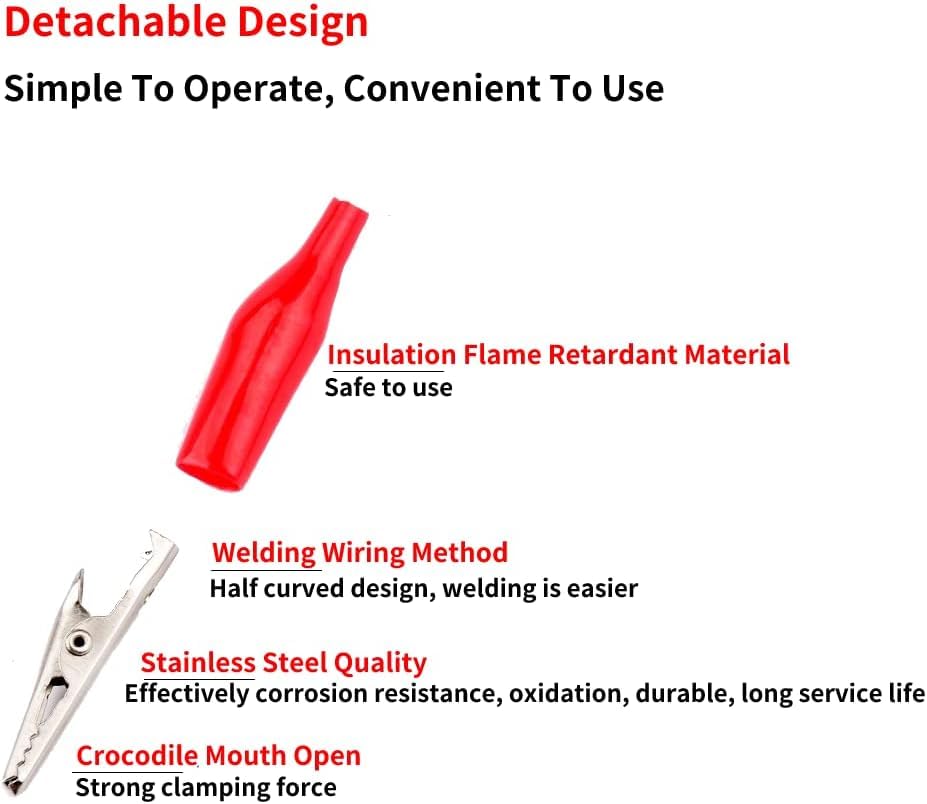 20st Crocodile elektrische klem, Alligator klemklemmen 28mm Testsonde Metel met beschermende isolatiehoes 4