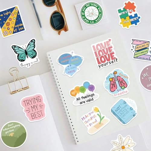 Geestelijke Gezondheid Stickers voor tieners en volwassenen, 50 stuks, Geestelijke Gezondheid Vinyl Sticker Set, Auto, Motorfiets, Fiets, Skateboard, Snowboard, Bagage, Laptop, Koffer, Helm, Motorfiets