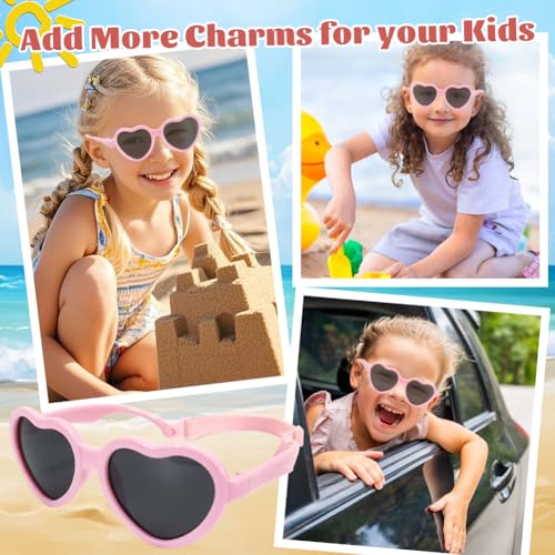 Meisjes Zonnebril Schattig Hart Zonnebril Verstelbare Strap Flexibel Gepolariseerd Meisjes Leeftijd 3-10 met Opbergzak 5