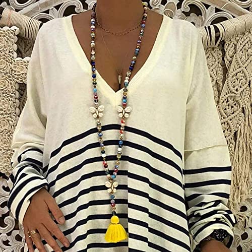 Modieuze dames Pullover ketting ketting Bohemian Tassel ketting lange kleurrijke kristal kraal koord vrouwen ketting handgemaakte parel ketting mode sieraden kostuum sieraden voor vrouw moeder dochter