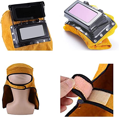 Comfortabele lederen lader lasmasker werkkap hittebestendig ademend lasmasker met lens 3