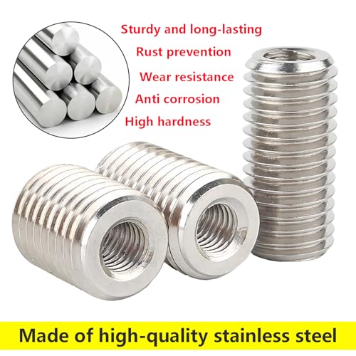 20Stuks Threaded Inserts, M8 Male tot M4 Vrouwelijke Mouwen Reduction Nut, Lengte 10mm Thread Sleeves voor Meubelprojecten, Reparatie 4