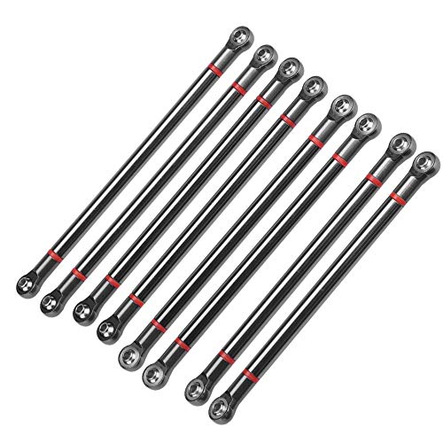 RC Car Chassis Link Rod, 8 Pc ̈1cke Aluminiumlegierung Chassis Link Rod f ̈1r SCX10 1/10 Skala 313mm Radstand RC Crawler Car(Titanium Farbe)