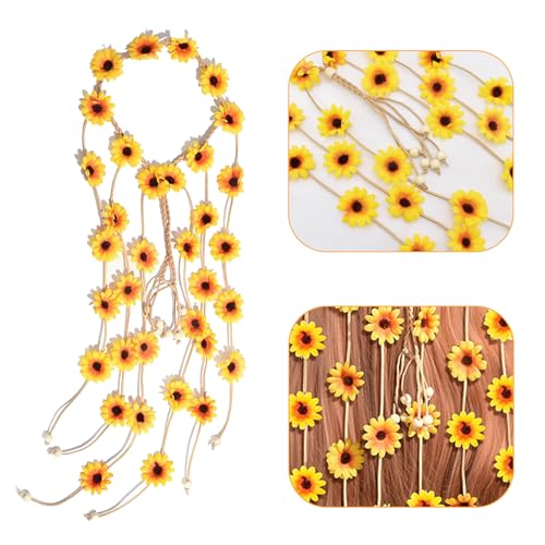 Zonnebloem haarband, Zonnebloem haarkrans hoofdstuk, Boheemse haarbanden, Boheemse stijl, Geschikt voor strand, feest, bruiloft decoratie 3