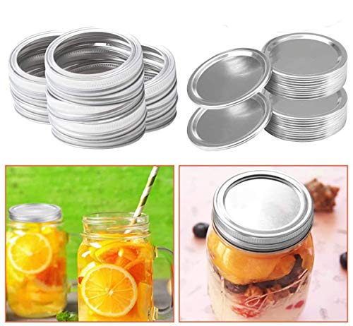 Verpakking van 12 vervangende deksels, roestvrij staal, normale mond, Mason Jar deksels en riemen, 70 mm, Behoudglas, reservedeksel, Twist Off deksel, glasdeksel, lekdicht en veilig, voor kruiden, snoepgoed