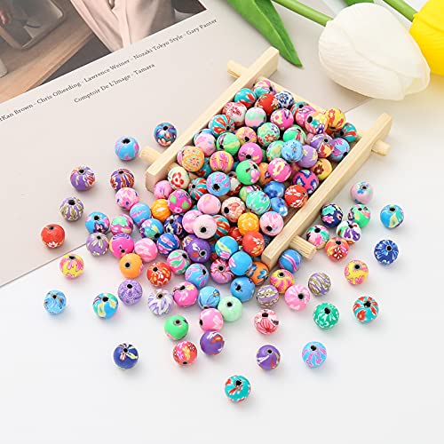 Kralen voor string, ongeveer 200 stuks, bloemen, ronde kralen voor string, gemengde kleur (8 x 8 mm) 3