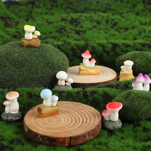 16 st. Mini Resin Paddestoelen, 8 Styles Paddestoelen Figurines Miniatuur Figurines Kleine ornamenten Poppenhuis Fairy Tuin Outdoor Micro Landschap DIY Ambachten Decoraties en geschenken 3