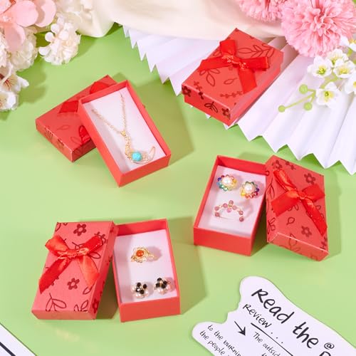 12 stuks sieraden verpakking dozen presentatie doos FireBrick kartonnen dozen kettingen oorbellen dozen armbanden dozen met strik voor ringen verjaardag bruiloft feest Valentijnsdag 4