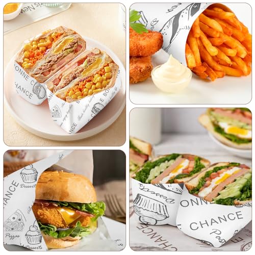 100 vellen papier, 38 x 28 cm Kaaspapier, Sandwichpapier, Deli Papier, Grease Papier, Broodpapier, Kaaspapier, voor Sandwich, Friet, Burgers 5