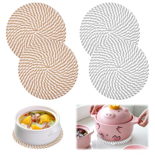 Set van 4 onderzetters, katoenen draad, geweven Mat, onderzetters, Jar, Absorberende Cotton Coasters, Geweven