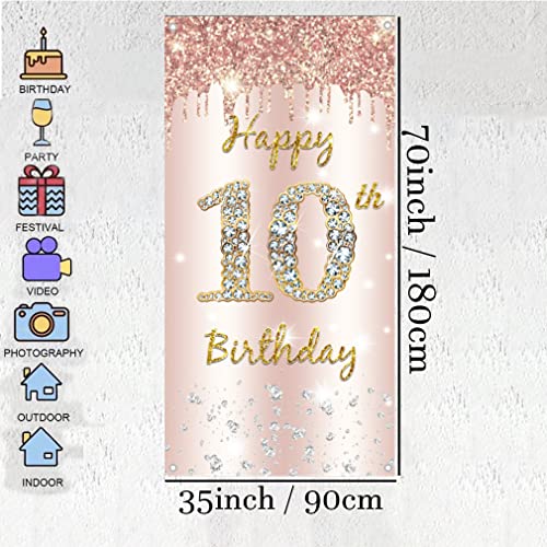 10e verjaardag decoratie voor meisje - Deur decoratie Rose Gold, stof teken hangen poster, achtergrond Banner Party Welkom tekenen 5