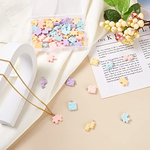 64 stuks Plastic Puzzel hangers Puzzel Piece Charm Plastic Building Blocks Hangers voor armband Kettingen sieraden maken Craft Supplies, Plastic 5