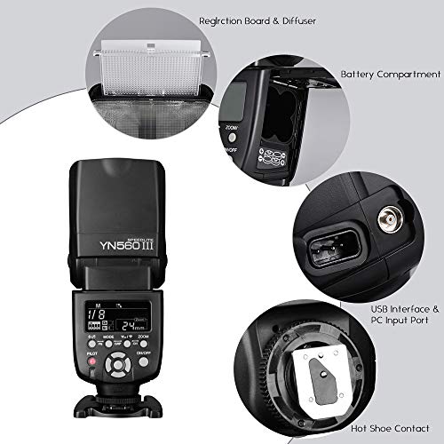 YONGNUO YN-560lll Wrieless Trigger & Speedlite Flash voor Canon EOS 5D, 5D 25D Mark II, 1D Mark [III / II N / II / I], 450D, 400D, 350D, 300D, 1100D, Nikon Pentax Olympus Panasonic 4