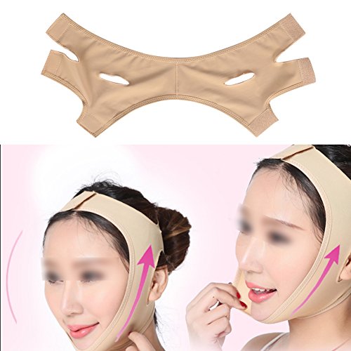 Gezichtsslankmasker, V-lijn Ademend gezicht omhoog riem dubbele Chin Reducer Bandage Anti-rimpel Masker Ultrathin band V gezicht Lijnband(M)