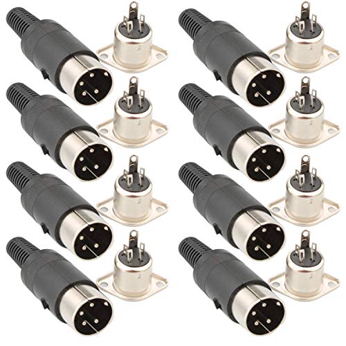 16Stuks DIN Power Socket, Solder Connector, 4 Poles Plug voor Panel Mount Audio AV Kabel Connector Speaker (Zwart)