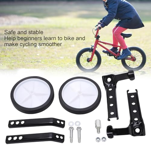 Trainingswielen voor kinderfietsen, Verstelbare stalen steunwielen voor kinderfietsen van 18 tot 24 inch (BLACK) 3