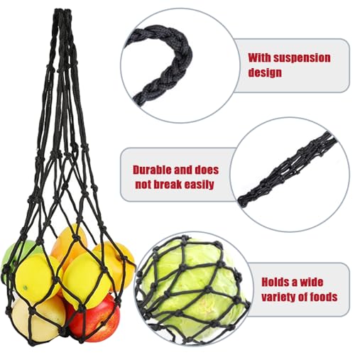 2 st. Groente Hangende Feeder Treats voor Kip, Fruit Voeder, Kip en plantaardige Touw Bag, Hangende Feeder Speelgoed Kippen Fruithouder voor Kip, Eenden, Grote Vogels (Zwart en 4