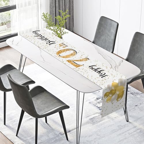 Gelukkig 50ste Verjaardag tafelloper 50e verjaardag man inrichting keuken ettafel inrichting tafelband verjaardagsfeest tafelkleed inrichting voor thuis, wit en goud 4