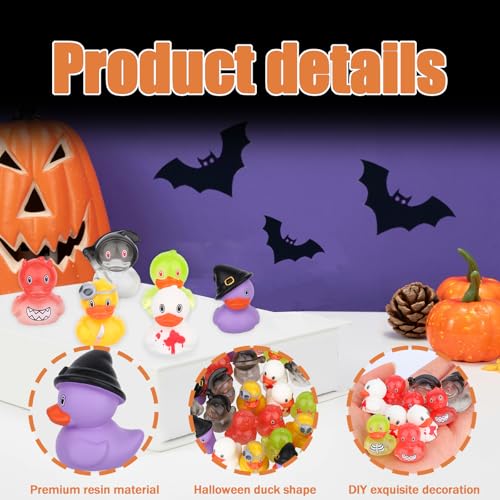 30st Halloween Mini Hars Eenden, 6 Styles Miniatuurfiguren Grim Reaper Demon Zombie Ghost Imp Witch Halloween Thema Kleine eenden voor Tuin Landschap Poppenhuis Decoraties Party Favors 4
