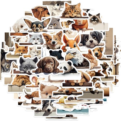 Dieren Katten Honden Sticker Set Stickers Kids Tieners 50 Stuks Dieren Waterdicht Vinyl Stickers Laptop Skateboard Koffer Helm Auto Fiets mobiele telefoon Motorrijwiel Bike Scrapbook Cadeaus 5
