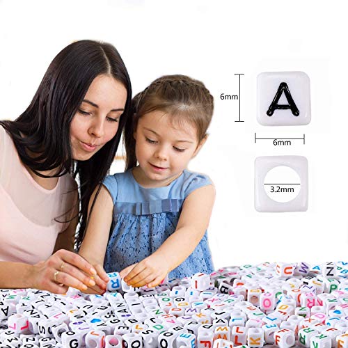 50 g/300 st. 6mm Acryl Alfabet Kubus Kralen Letter P Vierkant Bangs Losse kralen Spacers voor kinderen sieraden armband maken (Wit) 5