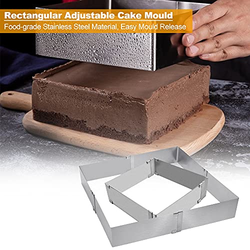 Bakframe rechthoekige Verstelbare Roestvrij stalen Cake Ring Vierkante Cake Frame Verstelbaar van 15 x 15 x 5 cm tot 28 x 28 x 5 cm Vierkante Cake Vorm voor het bakken 4