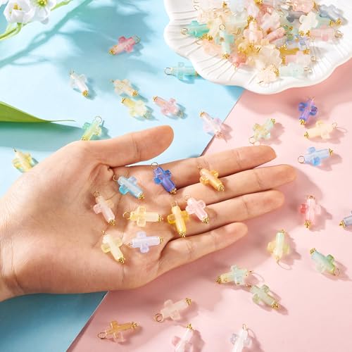 50 st Kruis Acryl Bedels Crucifix Kruis Acryl Hangers Pasen Dangle Charm voor DIY armband ketting sieraden maken, acryl 4