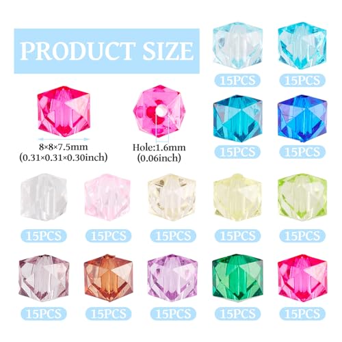 8mm 14 Kleuren Facet ijsblokjes acryl kralen 210st Clear Crystal Cubic Spacer Kralen Kleurrijke Vierkante Ice Shape Kralen Bulk voor DIY armband sieraden maken 3