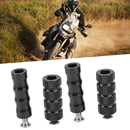 2 paar CNC Motorfiets Knurled Shifter Peg Anti-Slip Gear Shift Rem Lever Voetsteunen Pedal 6mm Gat Front Voetsteunen voor het monteren van Bolts Moto(zwart) 5